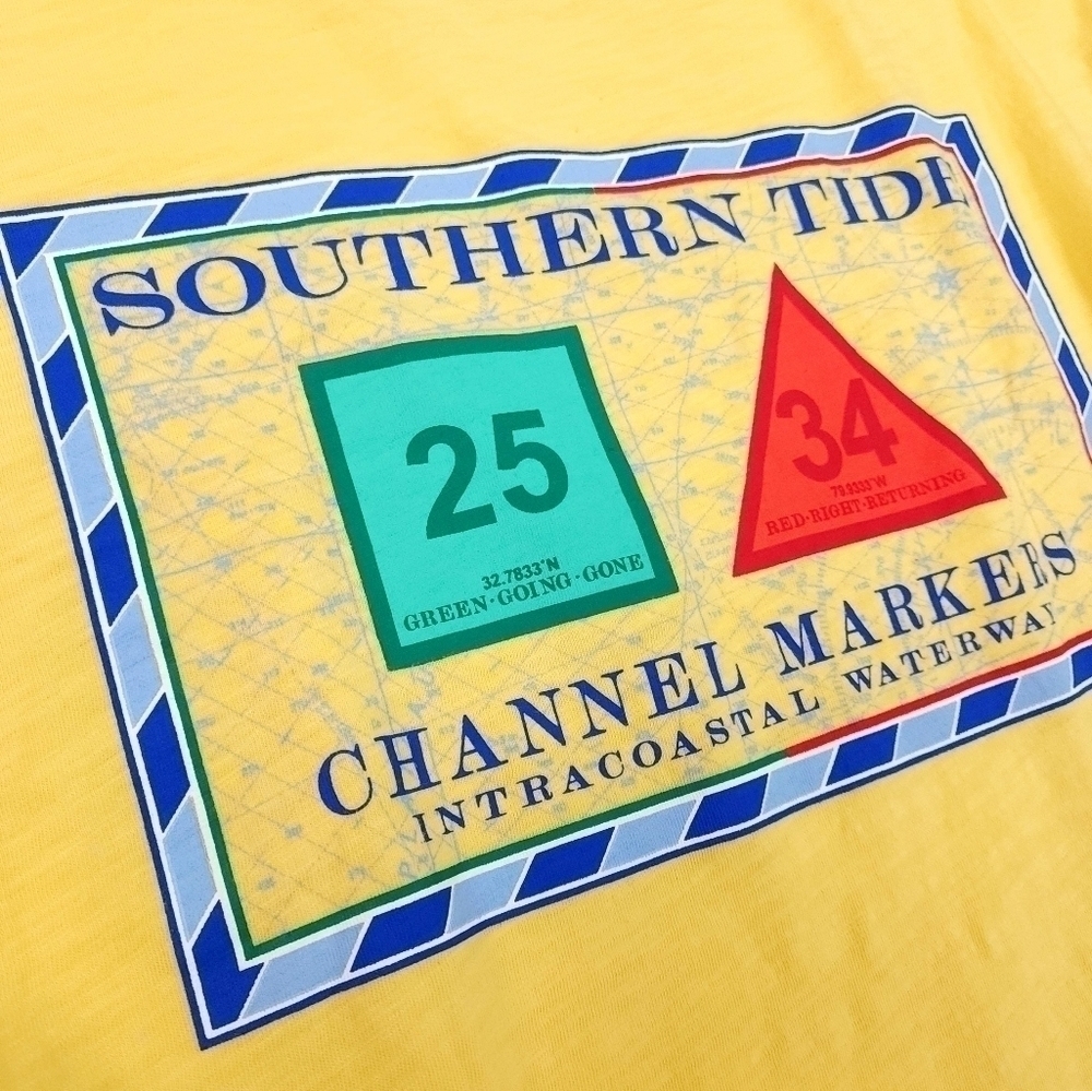 Southern Tide Yellow Men's Long Sleeve Cotton Tee Sz L - Picture 2 of 10